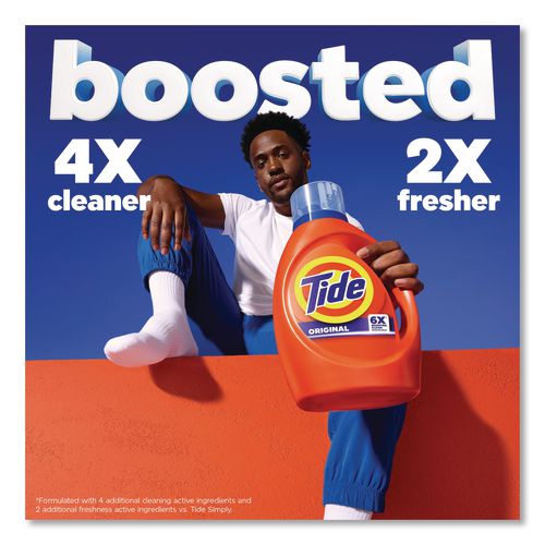 Image of Tide® 80866057 HE Laundry Detergent, Original Scent, Liquid, 64 Loads, 80 oz Bottle, 4/Carton