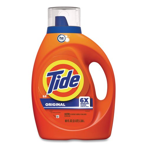 Image of Tide® 80866057 HE Laundry Detergent, Original Scent, Liquid, 64 Loads, 80 oz Bottle, 4/Carton