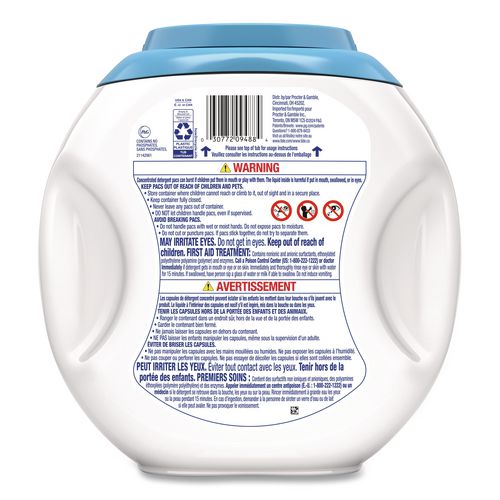 Image of Tide® 80870579 PODS Laundry Detergent, HE Compatible, Free and Gentle, 56 oz Tub, 76 Pacs/Tub