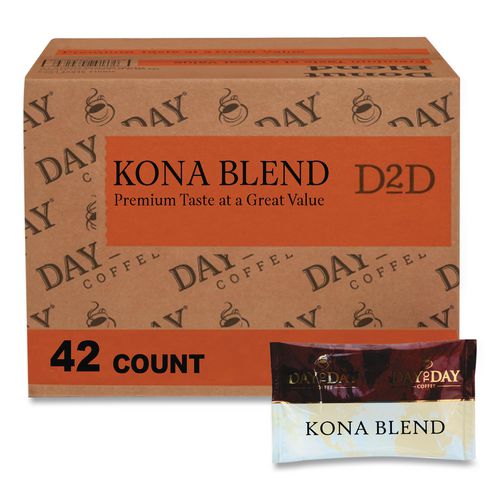 Image of Day to Day Coffee® 23002 100% Pure Coffee, Kona Blend, 1.5 Oz Pack, 42 Packs/carton