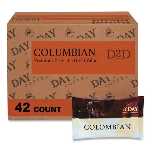 Image of Day to Day Coffee® PCO23001 100% Pure Coffee, Colombian Blend, 1.5 Oz Pack, 42 Packs/carton