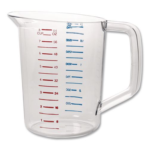 Image of Rubbermaid® Commercial FG321700CLR Bouncer Measuring Cup, 2 qt, Plastic, Clear