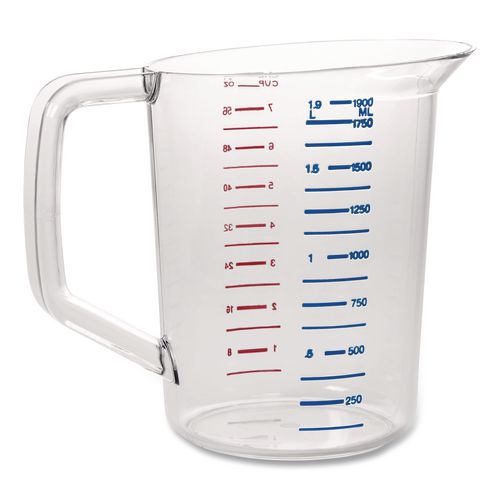 Image of Rubbermaid® Commercial FG321700CLR Bouncer Measuring Cup, 2 qt, Plastic, Clear