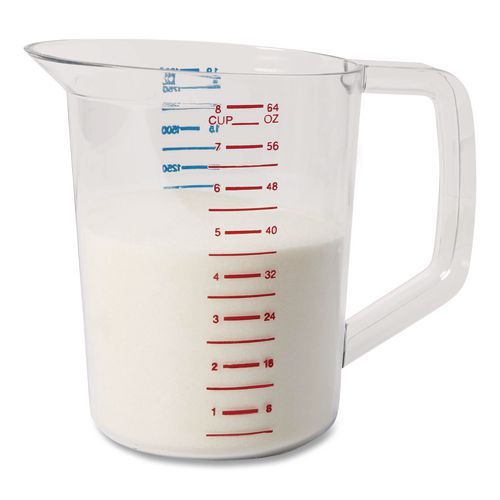 Image of Rubbermaid® Commercial FG321700CLR Bouncer Measuring Cup, 2 qt, Plastic, Clear