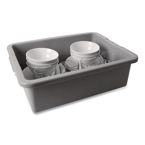 Image of Rubbermaid® Commercial FG335100GRAY Bus/utility Box, 7.13 Gal, 21.5" X 17.13" X 7", Gray
