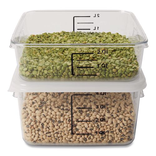 Image of Rubbermaid® Commercial FG630400CLR SpaceSaver Square Containers, 4 qt, 8.8 x 8.75 x 4.75, Clear, Plastic