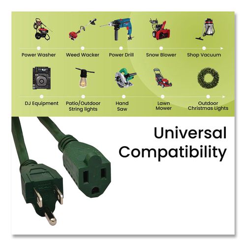 Image of GoGreen Power GG-13780GN 16 AWG Outdoor Extension Cord, 80 ft, 10 A, Green