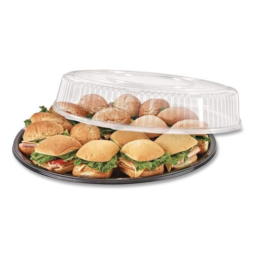 Image of WNA WNA A518PBL Caterline Casuals Thermoformed Platters, 18" Diameter, Black, Plastic, 25/Carton