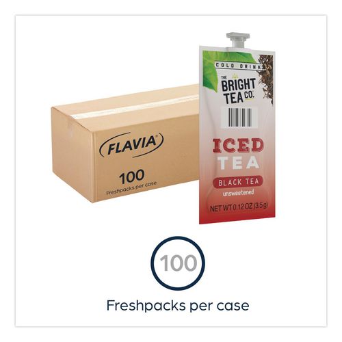 Image of FLAVIA® 48047 The Bright Tea Co. Unsweetened Iced Black Tea Freshpack, 100/Carton