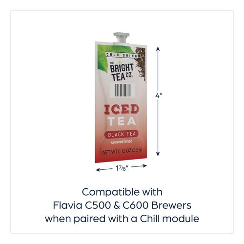Image of FLAVIA® 48047 The Bright Tea Co. Unsweetened Iced Black Tea Freshpack, 100/Carton