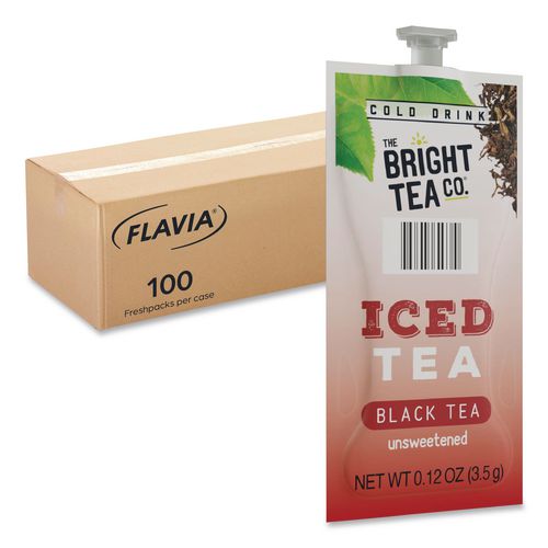 Image of FLAVIA® 48047 The Bright Tea Co. Unsweetened Iced Black Tea Freshpack, 100/Carton