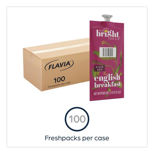Image of FLAVIA® 48027 The Bright Tea Co. English Breakfast Black Tea Freshpack, 100/Carton