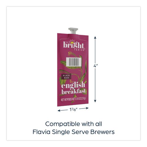 Image of FLAVIA® 48027 The Bright Tea Co. English Breakfast Black Tea Freshpack, 100/Carton
