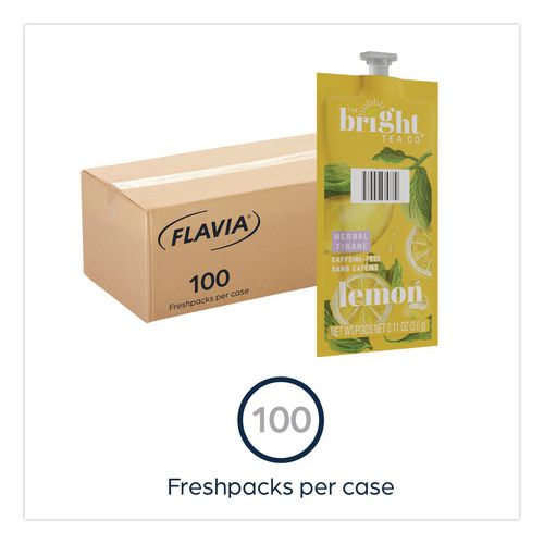 Image of FLAVIA® 48022 The Bright Tea Co. Lemon Herbal Tea Freshpack, 100/Carton