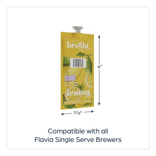 Image of FLAVIA® 48022 The Bright Tea Co. Lemon Herbal Tea Freshpack, 100/Carton