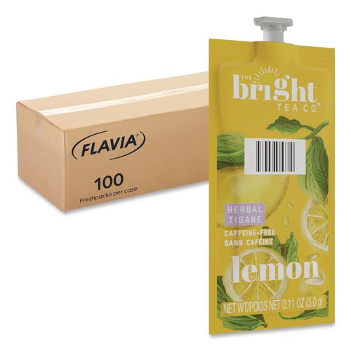 Image of FLAVIA® 48022 The Bright Tea Co. Lemon Herbal Tea Freshpack, 100/Carton