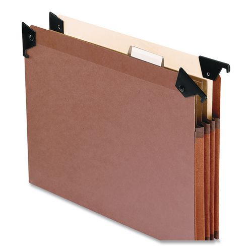 Image of Pendaflex® 45422 Premium Expanding Hanging File Pockets with Swing Hooks and Dividers, 3 Dividers with 1/5-Cut Tabs, Letter Size, Brown, 5/Box