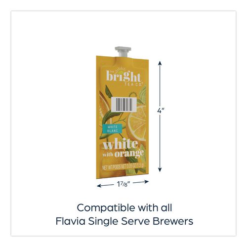 Image of FLAVIA® 48024 The Bright Tea Co. White with Orange Tea Freshpack, 100/Carton