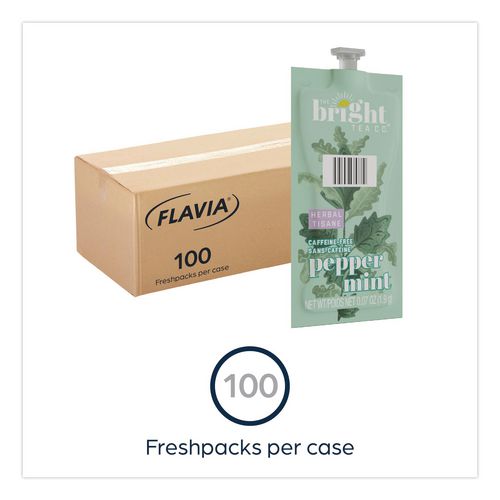 Image of FLAVIA® 48025 The Bright Tea Co. Peppermint Herbal Tea Freshpack, 100/Carton