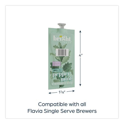Image of FLAVIA® 48025 The Bright Tea Co. Peppermint Herbal Tea Freshpack, 100/Carton