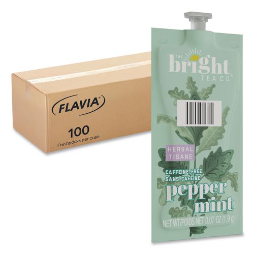 Image of FLAVIA® 48025 The Bright Tea Co. Peppermint Herbal Tea Freshpack, 100/Carton