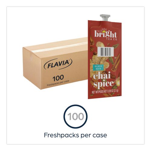 Image of FLAVIAÂ® The Bright Tea Co. Chai Spice Black Tea Freshpack, 100/Carton