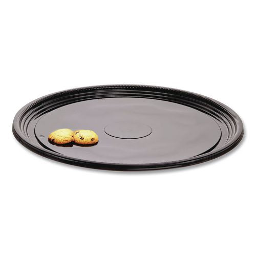 Image of WNA WNA A518PBL Caterline Casuals Thermoformed Platters, 18" Diameter, Black, Plastic, 25/Carton