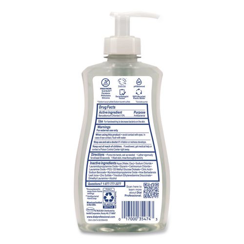 Image of Dial® Professional 1700035476 Antibacterial and Sensitive Fragrance-Free Liquid Hand Soap, Unscented, 11 oz Pump Bottle
