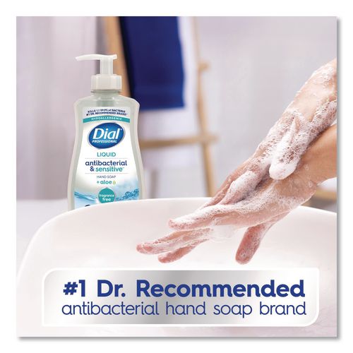 Image of Dial® Professional 1700035476 Antibacterial and Sensitive Fragrance-Free Liquid Hand Soap, Unscented, 11 oz Pump Bottle