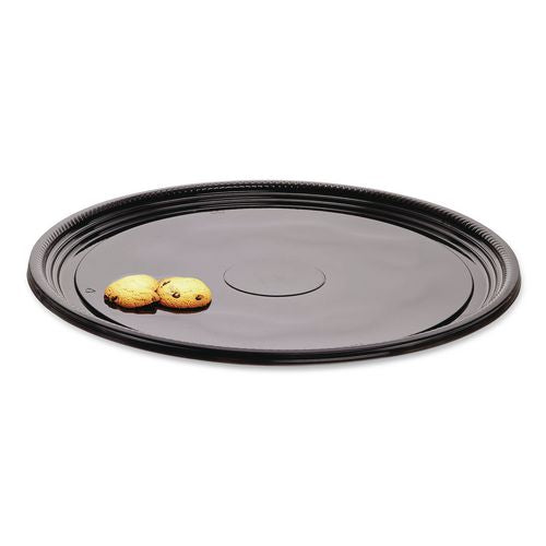 Image of WNA WNA A516PBL Caterline Casuals Thermoformed Platters, 16" Diameter, Black, Plastic, 25/Carton