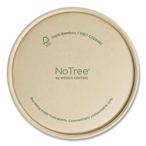 Image of World Centric® BOLPA8K Paper Lids for Bowls, 3.6" Diameter, Brown, 500/Carton