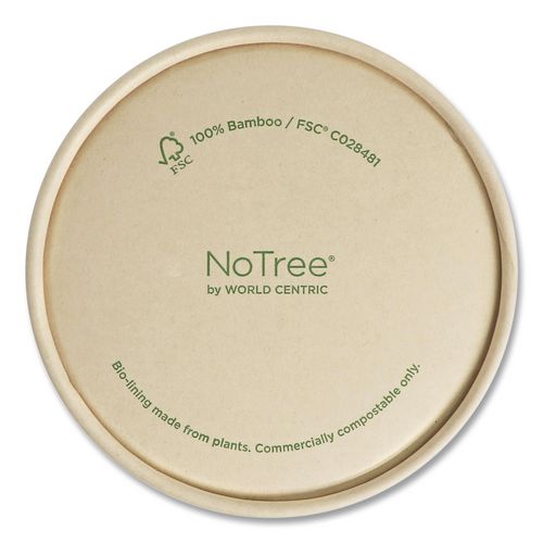 Image of World Centric® BOLPA12K Paper Lids for Bowls, 4.6" Diameter, Brown, 500/Carton