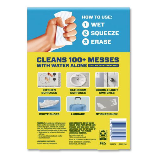 Image of Mr. Clean® 79009 Magic Eraser, 2.3 X 4.6, 1" Thick, White, 6/pack, 6 Packs/carton