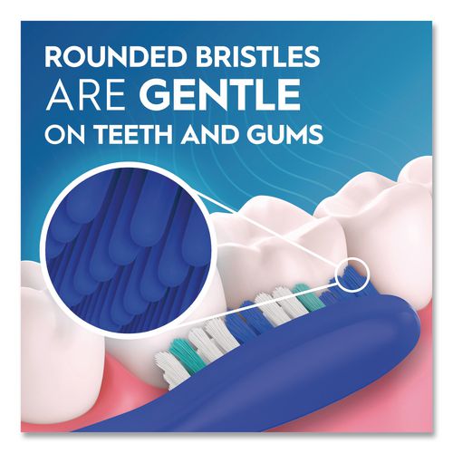 Image of Oral-B® 80787372 Essential Clean Toothbrush, Unscented, Blue/White, 72/Carton