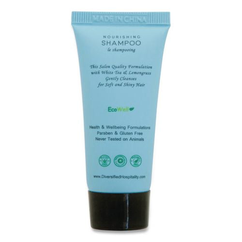 Image of Diversified Hospitality Solutions H2O06S085 H2O Therapy Shampoo Single Use, White Tea and Lemongrass Scent, 0.85 oz Tube, 300/Carton