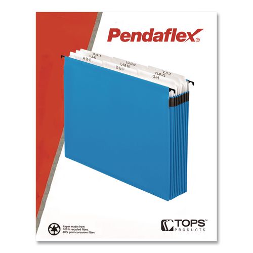 Image of Pendaflex® 59225 SureHook Nine-Section Hanging Folder, 9 Sections, 5.25" Capacity, Letter Size, 1/5-Cut Tabs, Blue
