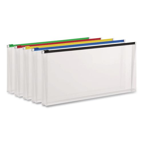 Image of Pendaflex® 85293 Poly Zip Check Envelope, Zipper Closure, 10.13 x 5.13, Assorted Colors, 5/Pack