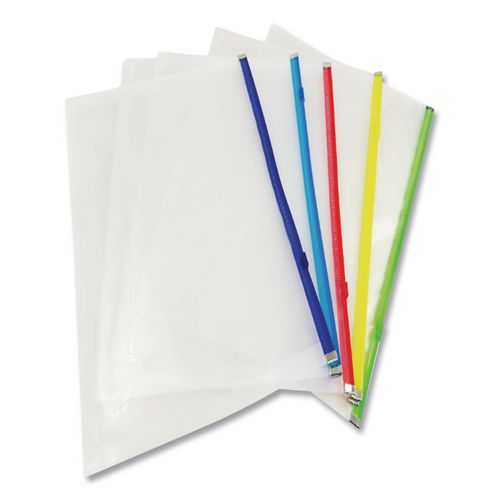 Image of Pendaflex® 85293 Poly Zip Check Envelope, Zipper Closure, 10.13 x 5.13, Assorted Colors, 5/Pack