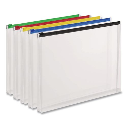 Image of Pendaflex® 85292 Poly Zip Envelope, Zipper Closure, 10 x 13, Assorted Colors, 5/Pack