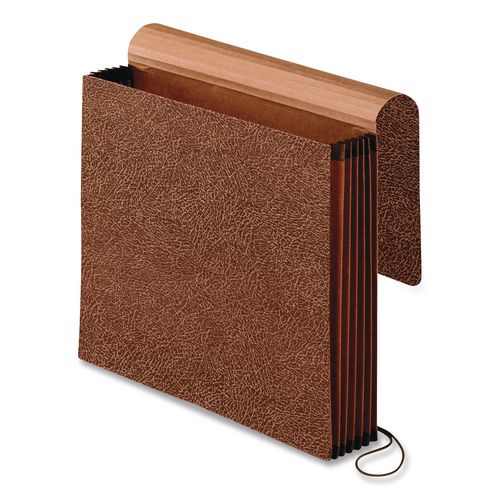 Image of Pendaflex® 060575 Premium Reinforced Expanding Wallet, 5.25" Expansion, 1 Section, Elastic Cord Closure, Legal Size, Red Fiber
