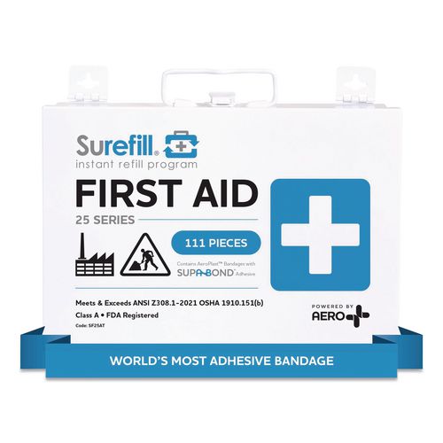 Image of SUREFILL SF25AT 25 ANSI 2021 A+ First Aid Kit with Metal Case, 111 Pieces