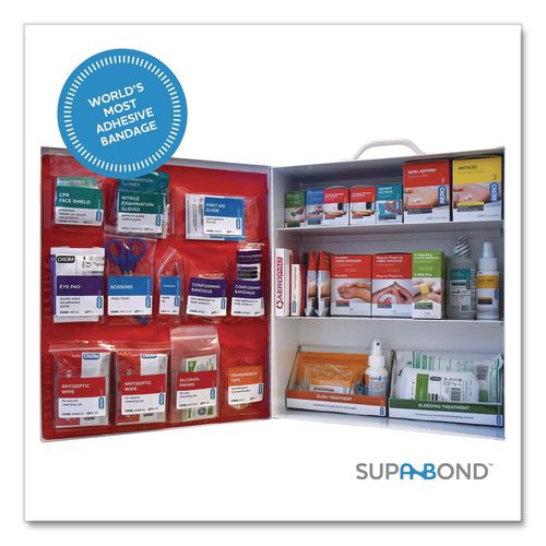 Image of SUREFILL SF100AMT 100 Series Class A 3-Shelf First Aid Cabinet - Meds 100 Person, 576 Pieces, Metal Case