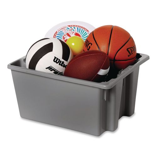 Image of Rubbermaid® Commercial FG172100GRAY Palletote Box, 9.72 gal, 19.5" x 15.5" x 10", Gray, 10/Carton