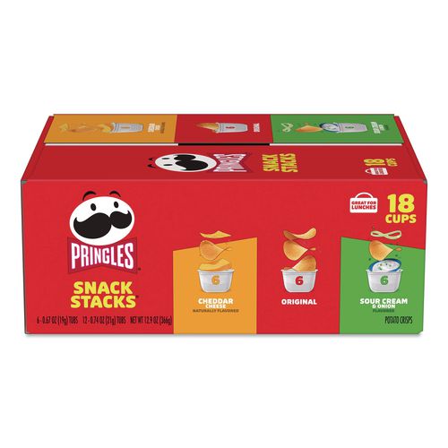Image of Pringles® 38000-30130 Snack Stacks, Assorted Flavors, 18 Cups/Carton