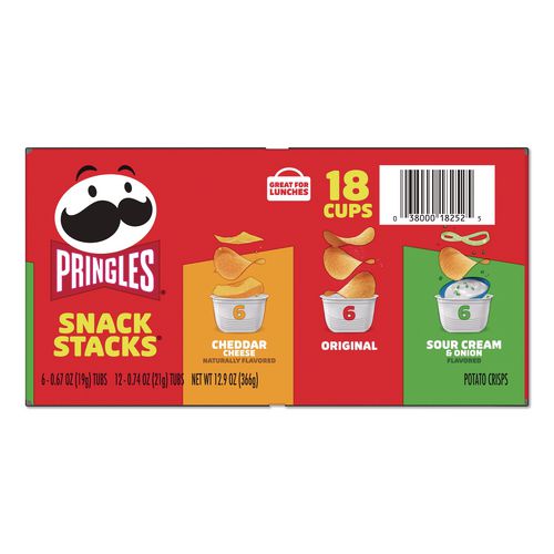 Image of Pringles® 38000-30130 Snack Stacks, Assorted Flavors, 18 Cups/Carton