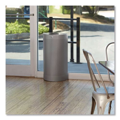 Image of Rubbermaid® Commercial FGSH12EPLSM Designer Line Silhouettes Waste Receptacle, 12 gal, Steel, Silver Metallic