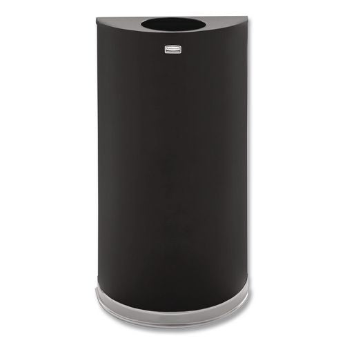 Image of Rubbermaid® Commercial FGSO1220PLBK European and Metallic Series Open Top Half-Round Receptacle, 12 gal, Steel, Black/Chrome
