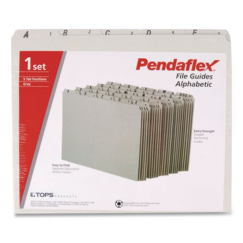 Image of Pendaflex® PN1025 Top Tab A-Z File Guides, 1/5-Cut Top Tab, A To Z, 8.5 X 14, Gray, 25/set