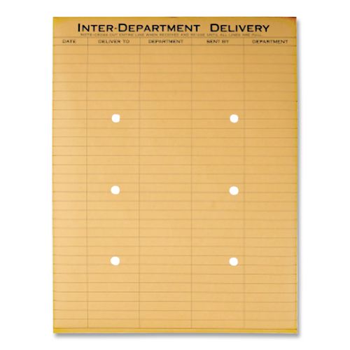 Image of Quality Park QUA63561 Brown Kraft String/Button Interoffice Envelope, #97, Two-Sided Five-Column Format, 52-Entries, 10 x 13, Brown Kraft, 100/CT