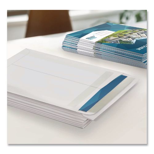 Image of Quality Park Redi-Strip Security Tinted Envelope, #13 1/2, Square Flap, Redi-Strip Adhesive Closure, 10 x 13, White, 100/Box
